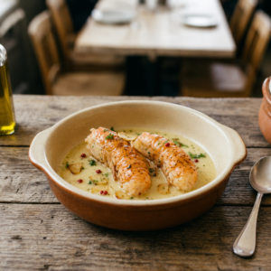 Stekt scampi m/hvitløk og vinsaus